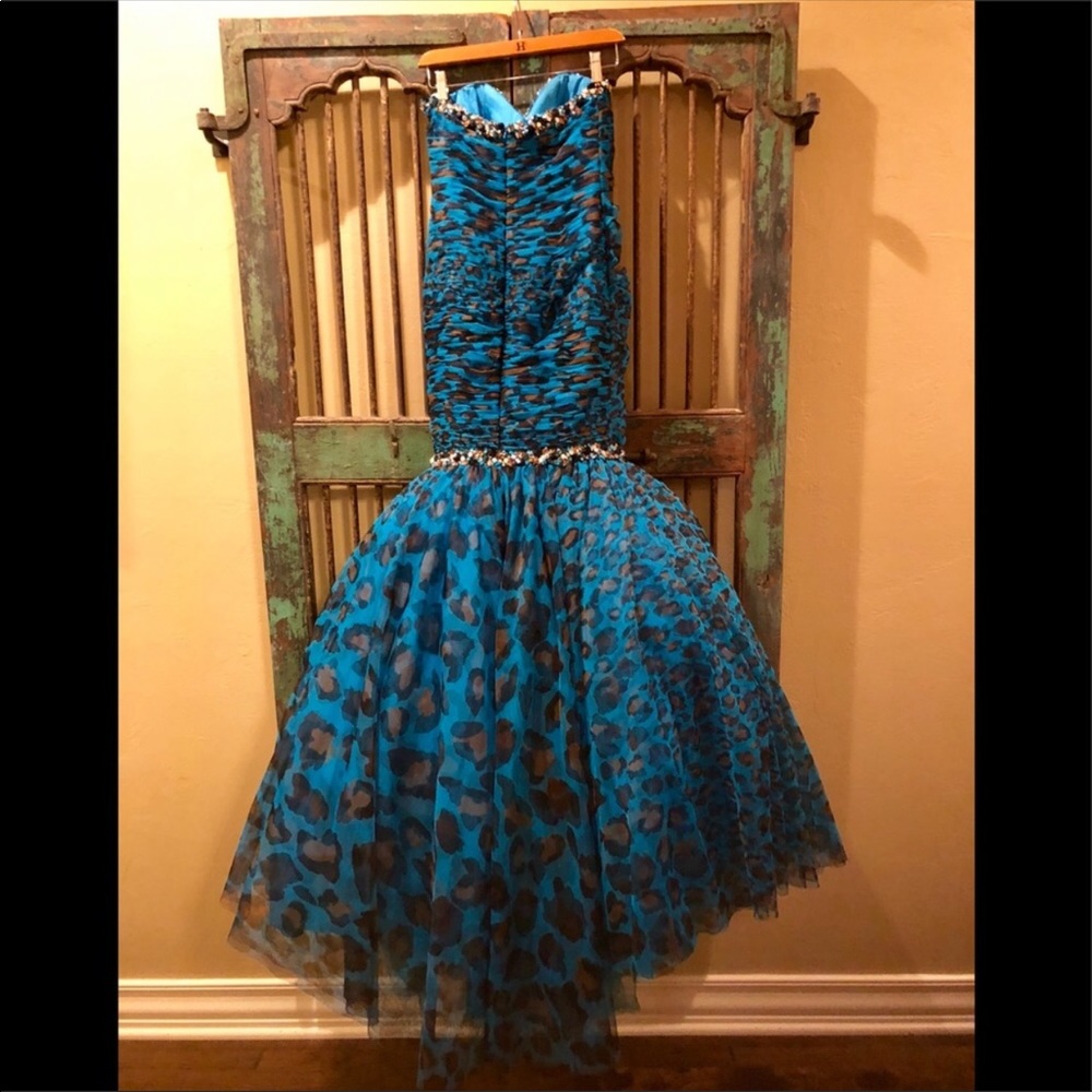 Jovani sz 2 animal print mermaid rhinestone dress - Picture 6 of 7